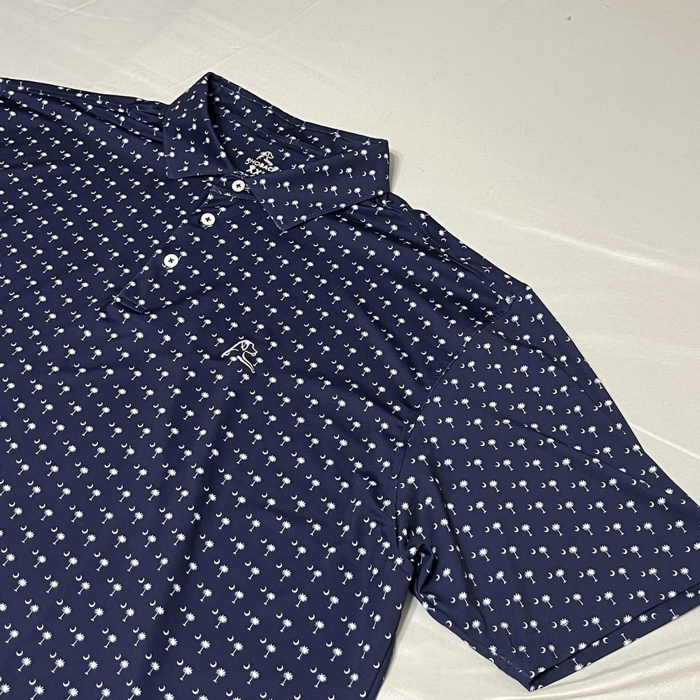 Rhoback Men's Performance Polo The Palmetto South Carolina Blue Size 2XL